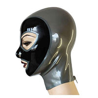 Sexy Latex Head Cover Black leather Latex HeadMask Latex Hood for Party Club Wear Role Play ,Zipper Open