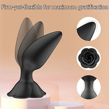 Load image into Gallery viewer, Rose Anal Plug Silicone Butt Plug for Anal Play, Anal Sex Toy Waterproof Adult Toy for Women Pleasure Black
