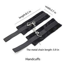 Load image into Gallery viewer, Soft Short plush Handcuffs Straps Set Ankle Cuffs &amp; Wrist Cuffs 4 Pieces (Black)
