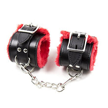 Load image into Gallery viewer, NA Plush Red&amp;Black Role Play Exercise Bands Leash Banding Handcuffs for Couples Playing
