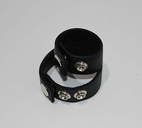 Double Strap Leather Cock Ring with Studs