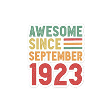 Load image into Gallery viewer, Qwerty Designs Awesome Since September 1923 100th Birthday Gift Sticker
