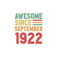 Qwerty Designs Awesome Since September 1922 100th Birthday Gift Sticker