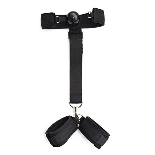 star365 Black Adjustable Behind The Back Hand Restraints with Ball Gag