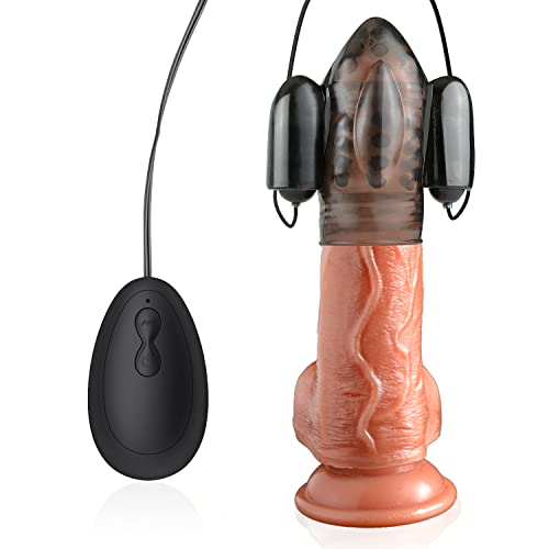 Remote Male Masturbator for Glans Trainning, 10 Speeds Bullet Stimulator Vibrating Penis Sleeve - Black