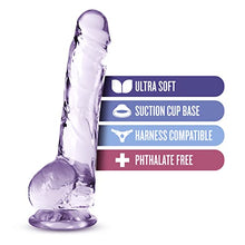 Load image into Gallery viewer, Blush 8 Inch Long Crystalline Dildo - 1.5&quot; Wide - Harness Compatible Suction Cup for Hands Free Play - Realistic Lifelike Hand Sculpted Sex Toy for Men Women Couples - Clear Amethyst
