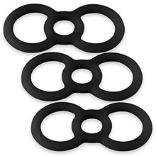 Load image into Gallery viewer, LeLuv Loop Handle Tension Rings Eyro Slippery Black Silicone .5 inch Unstretched Diameter 3 Pack
