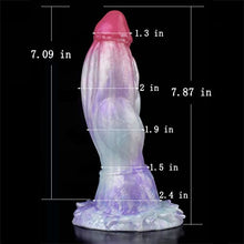 Load image into Gallery viewer, Silicone Dragon Dildo Light Red Purple Blue Mixed Color with Suction Cup Anal Plug Dildo Available in S/M/L 3 Sizes Suitable for Beginners and Advanced Womens (M)
