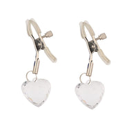 BKRS 1 Pair Nipple Clamps with Heart Ornaments, Decorative Nipple Jewelry for Daily Wearing or Couple Flirting, Nipple Clips for Women Pleasure (White)