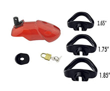 Load image into Gallery viewer, Happygo Male Chastity Device Hypoallergenic Plastic Cock Cage Penis Ring Virginity Lock Chastity Belt Adult Game Sex Toy (Red)
