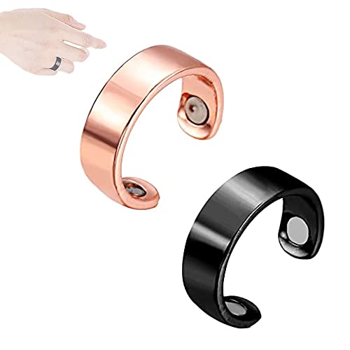 Healthgo Blood Pressure Regulator Ring,Healthgo Blood Sugar Control Ring,Adjustable Blood Pressure Regulator Ring for Women Men (Rose Gold + Black)