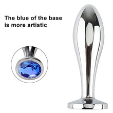 Load image into Gallery viewer, Anal Butt Plug, 3Pcs Set Safety Metal Anal Butt Plug Sex Toy with Crystal Diamond Beginner Anal Toy for Adult Unisex (Blue)
