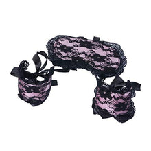 Load image into Gallery viewer, HEALLILY Women Lingerie Lace Blindfold Eye Mask Role Play Handcuff Costume Parties Pink
