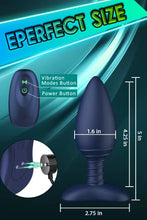 Load image into Gallery viewer, Vibrating Butt Plug, Silicone Rechargeable Anal Vibrator with Remote Control (Blue)
