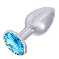 Small Anal Plug, Anal Toy Plug Beginner, Personal Sex Massager, Stainless Steel Butt Plug for Women Men Couples Lover, LightBlue