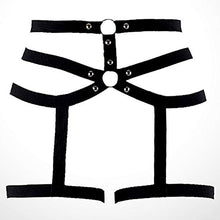 Load image into Gallery viewer, KESYOO Black Punk Leg Restraint Dress up Costume Wear Bondage Sexy Restraints Toy Roleplay Thigh Ring for Performance
