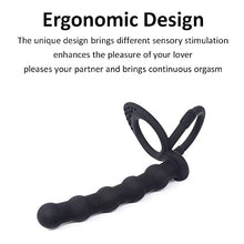 Load image into Gallery viewer, Silicone Strap On Penis Butt Plug, Anal Beads with Cock Ring, Delay Ejaculation Anus Plug Adult Massager Double Penetration Dildo Massager Anal Sex Toys for Male Man Women Couples
