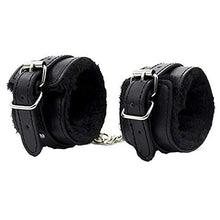 Load image into Gallery viewer, BAOIWEI Soft Comfortable PU Fur Leather Handcuffs Wrist Cuffs and Blindfold Eye Mask (Black)
