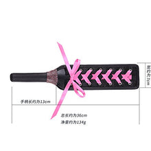 Load image into Gallery viewer, Leather Hand Spanking Paddle Slapper Flogger Whip With Pink Ribbon Bow and Rhinestone Stage Fancy Dress Up Costume Role Game Play Toy
