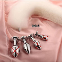 Load image into Gallery viewer, wangbo11 Sexy Fox Tail with Detachable Smooth Touch Metal Prostate Massager Anal Butt Plug Sex Toys for Fetish Cosplay Flirt Accessories (Color : White S)
