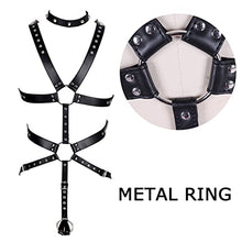 Load image into Gallery viewer, CAOMIAN Men Black Sexy Leather Vest Bondage Lingerie Gay Harness Adjustable Body Chest Harness Full Body BDSM Strap Belt Restraint Kit (Color : MH-078-Black)
