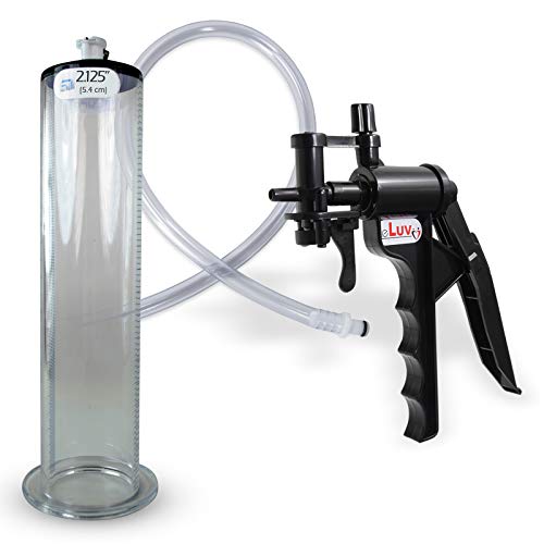 LeLuv Tyro Black Lightweight Penis Pump - 9 Inch Length by 2.125 Inch Diameter Seamless Untapered Acrylic Cylinder with Wide Flange Opening