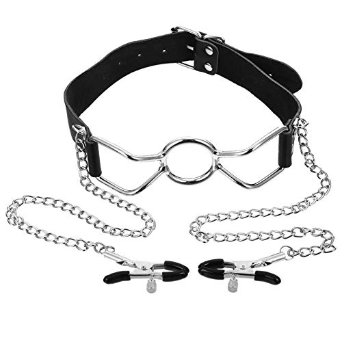 SOIMISS 1pc Stainless Toys Playing Toy Couple Sm Role Play on Neckband Leash Rings Gothic Plug Lovers Sexual Steel BDSM Clamp Opener Adults Breast Leather Metal Piercing