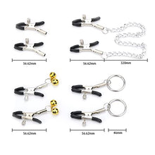 Load image into Gallery viewer, Metal Nipple Clamps Breast Clamps with Metal Chain Adult Toys Silver Black Bell Stainless Steel Nipple Milk Clips ( Color : D )
