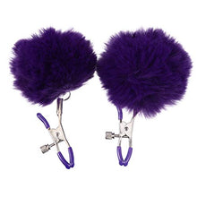 Load image into Gallery viewer, Healifty 1 Pair Purple Non Pierced Nipples Clamps Pom Pom Ball Shield Rings Nipples Rings for Lovers
