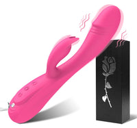 Rabbit Vibrator Sex Toy 3in1 Dildo for Women,7 * 7 Vibrators Modes CKSOHOT 8.46'' Liquid Silicone Sex Toy Dildos,IPX7 Fully Waterproof - Rose