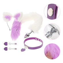 Load image into Gallery viewer, VALICLUD Women Fluffy Fox Set with Fox Tail Butt Plug Collar Nipple Ring and Plush Fox Ear Headband Faux Fur Cat Cosplay Toy Flirting Pleasure Game Toy
