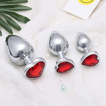 Load image into Gallery viewer, Anal Butt Plug, Small + Medium + Big Set Fetish Safety Metal Anal Butt Plug Anal Plug with Red Crystal Diamond Beginner 27mm-33mm-41mm Anal Toy for Unisex
