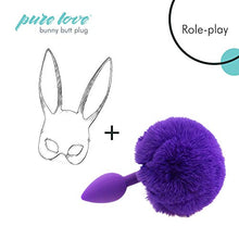 Load image into Gallery viewer, Pure Love Fluffy Bunny Tail, Silicone Anal Butt Plug, Purple Color, Adult Sex Toy, 45g
