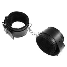 Load image into Gallery viewer, SOIMISSAdjustable PU Leather Plush Handcuffs Restraining Toy Adult Bondage Pleasure Toy (Black Feet Cuffs)
