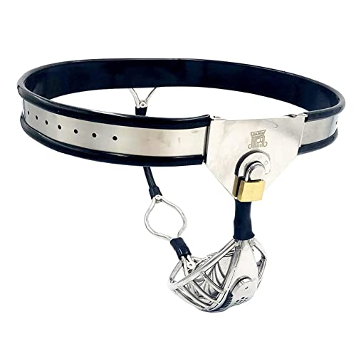 LESOYA Stainless Steel Male Chastity Belt Adjustable T-Back Penis Restraint Device Bondage Underwear with Cock Cage