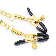 Load image into Gallery viewer, Nipple Clamps Set of 3, Nipple Clamps with Chain, Breast Massage Nipple Clamps, Nipple Rings Non Piercing, Nipple Jewelry for Own Use or Couple Flirting (Gold)
