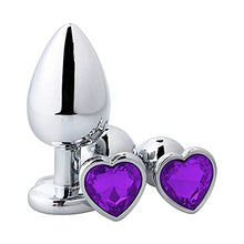 Load image into Gallery viewer, Anal Butt Plug Trainer Kit 3 PCS Metal Butt Plugs Heart Shaped Jewelry Anal Sex Trainer Toys Unisex Valentine&#39;s/Birthday Gift for Beginners Advanced Users (Deep Purple)
