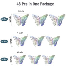 Load image into Gallery viewer, 48pcs Silver Butterfly Decorations - Silver Butterfly Wall Decals 3 Sizes Butterfly Stickers for Party Cake Decorations Girls Kids Baby Bedroom Bathroom Living Room Birthday (Silver)

