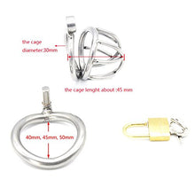 Load image into Gallery viewer, Stainless Steel Male Chastity Device Adult Cock Cage with Curve Cock Ring BDSM Sex Toys Bondage Chastity Belt (S, Ring 45mm)
