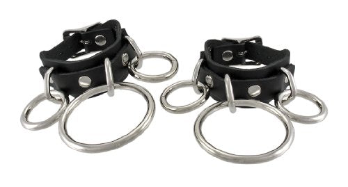 Zeckos Pair of Ladies Black Leather O Ring Fetish Wrist Restraints