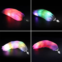 Load image into Gallery viewer, wangbo11 Luminous LED Lighting Metal Silicone Butt Anus Sex Toy Couples Women Cosplay Animal Fox Ass Anal Plug with Tail Anal Fur Tail (Color : Short Pink A)
