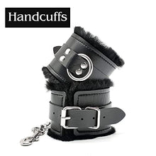 Load image into Gallery viewer, Soft Sleepy Blindfold with Fluffy Handcuffs-PU Leather Plush Handcuffs Set for Cosplay (Black with Plush)
