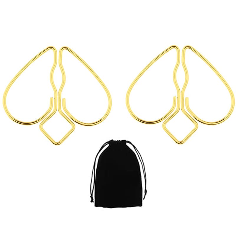 Heart-shaped Nipple Clamps with Chain, Adjustable Breast Clamps for Women Men Pleasure, Nipple Clamps Non Piercing Nipple Rings for Own Use or Flirting with Couple (Gold)