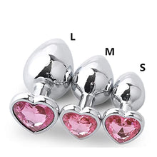 Load image into Gallery viewer, Anal Plug Heart 3 Sizes Stainless Steel Crystal Anal Plug Removable Butt Plug Anal Toys Dildo ( Color : Rose red , Size : L-4CM )
