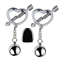 MONEYN Pair Stainless Steel Nipple Clamps, Adjustable with Weight Ball, Non-Piercing Rings, Breast Clips Jewelry for Women Men Pleasure Sex (A)