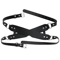 PU Leather Eye Mask with Cross Adjustable Shading Blindfolded Bondage Harness Strap for Fetish Slave Cosplay (Color : Black, Size : A zize)