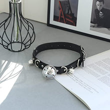 Load image into Gallery viewer, Adjustable Bondage Binding Leather Metal Large Bell Collar Neck Ring For Men And Women, PU Leather Necklace Jewelry Black Collar, Role Play Collar
