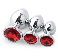 Load image into Gallery viewer, 3 Pcs 3 Size Stainless Steel Diamond Jeweled Toys - Adult Plug Toys Set - Anal Trainer Toys (red)
