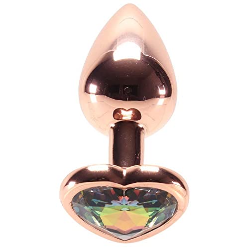 Rear Assets Anal Butt Plug - Rose Gold- Small - Heart-Shaped (Rainbow Jewel)