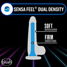 Load image into Gallery viewer, Blush Neo Elite Glow in The Dark 7.5 Inch Silicone Dual Density Cock with Suction Cup, Sex Toy for Women, Neon Blue
